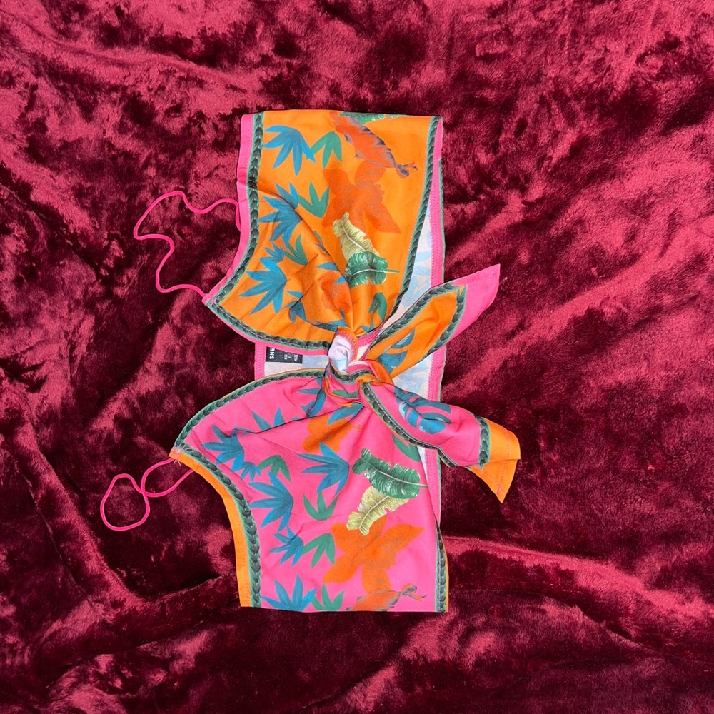 SHEIN Pink and Orange Tropical Top